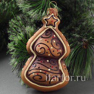 Елочная игрушка Елочка Пряник фигурный (коричневый)