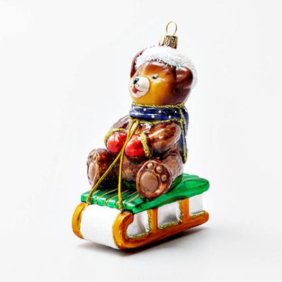 Елочная игрушка «Мишка Тедди на санках»
