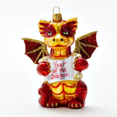 Елочная игрушка «Китайский дракон красный»