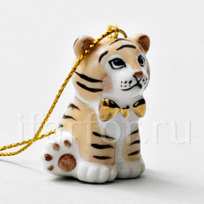 Елочная игрушка «Тигренок с бантиком»