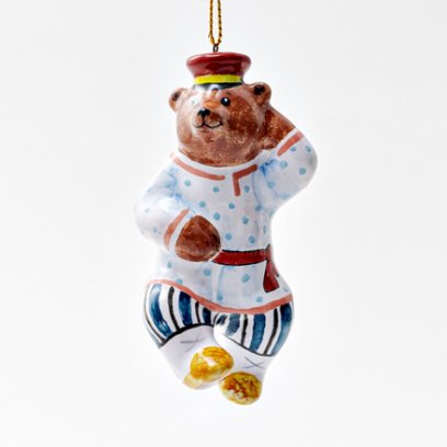 Елочная игрушка «Медведь в картузе»