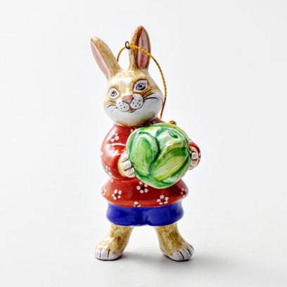 Елочная игрушка «Заяц с капустой»