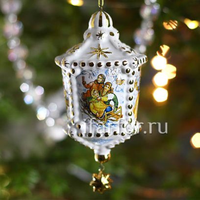 Елочная игрушка «Фонарик с бусинками»