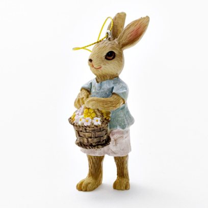 Елочная игрушка «Кролик с корзинкой цветов 2»