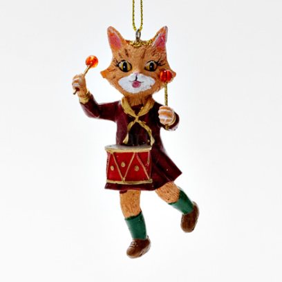 Елочная игрушка «Кошечка с барабаном»