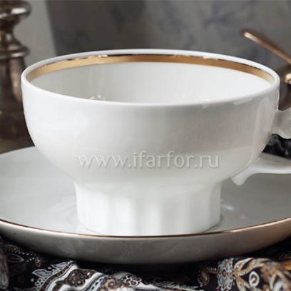 Чашка с блюдцем чайный «Золотая лента» 1/2