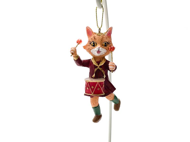 Елочная игрушка «Кошечка с барабаном»